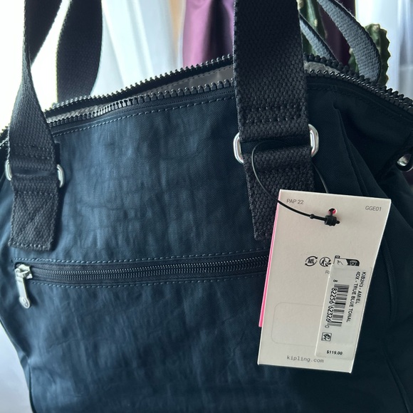 Kipling Dark Blue Handbag with Monkey Charm - Picture 8 of 11